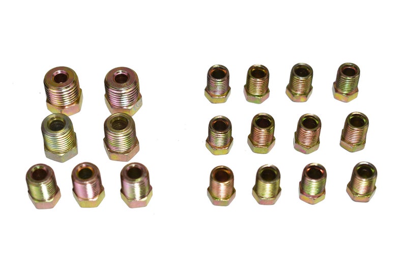 A-Team Performance Brake Line Fittings Kit - Universal Gold 35-Piece, 3/16 In & 1/4 In Tube - Inverted Flare Zinc-Coated Adapters for Automotive Brake Line Repair - Image 5